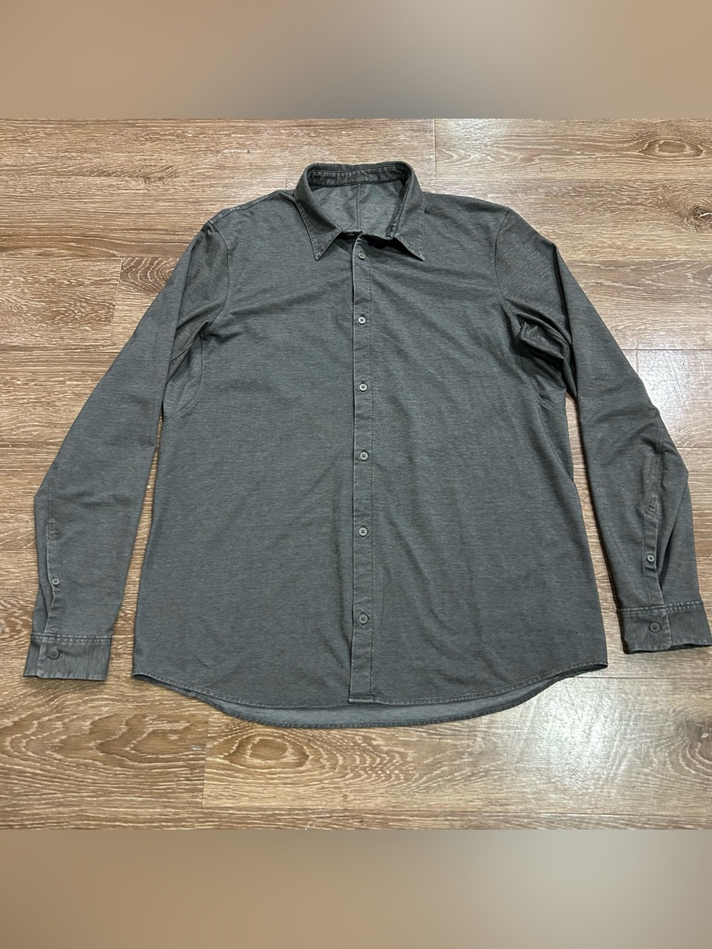 Lululemon Mens Shirt XL Gray Heather Commission Long Sleeve Button Up Stretch